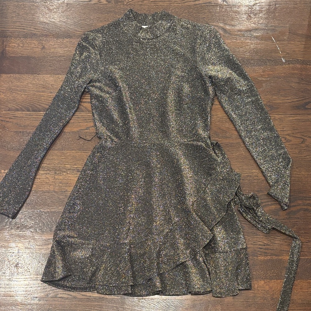 Speechless Metallic Black Dress